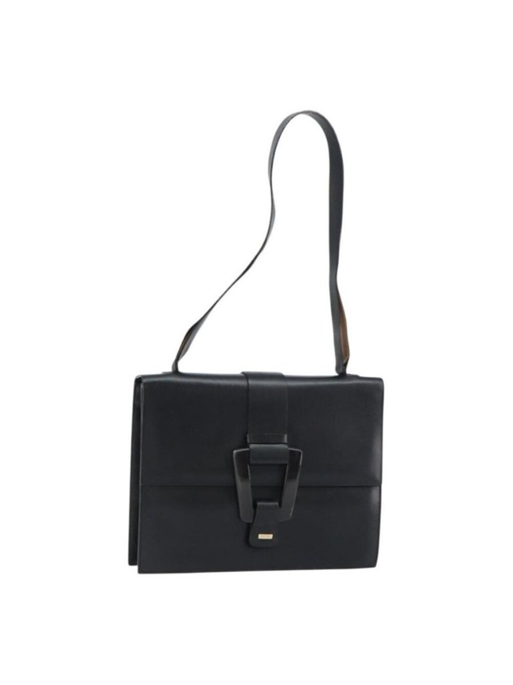 Authentic GUCCI Shoulder Bag Leather outlet Black Silver